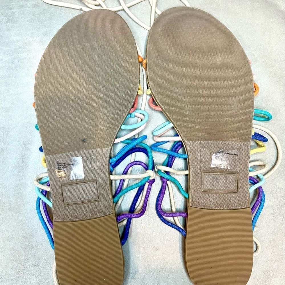 Gladiator Rainbow Tie Lace Up Sandal Shoe Size 11 - Picture 5 of 6